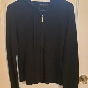 Black Zip-up Hooded Cardigan Size Large